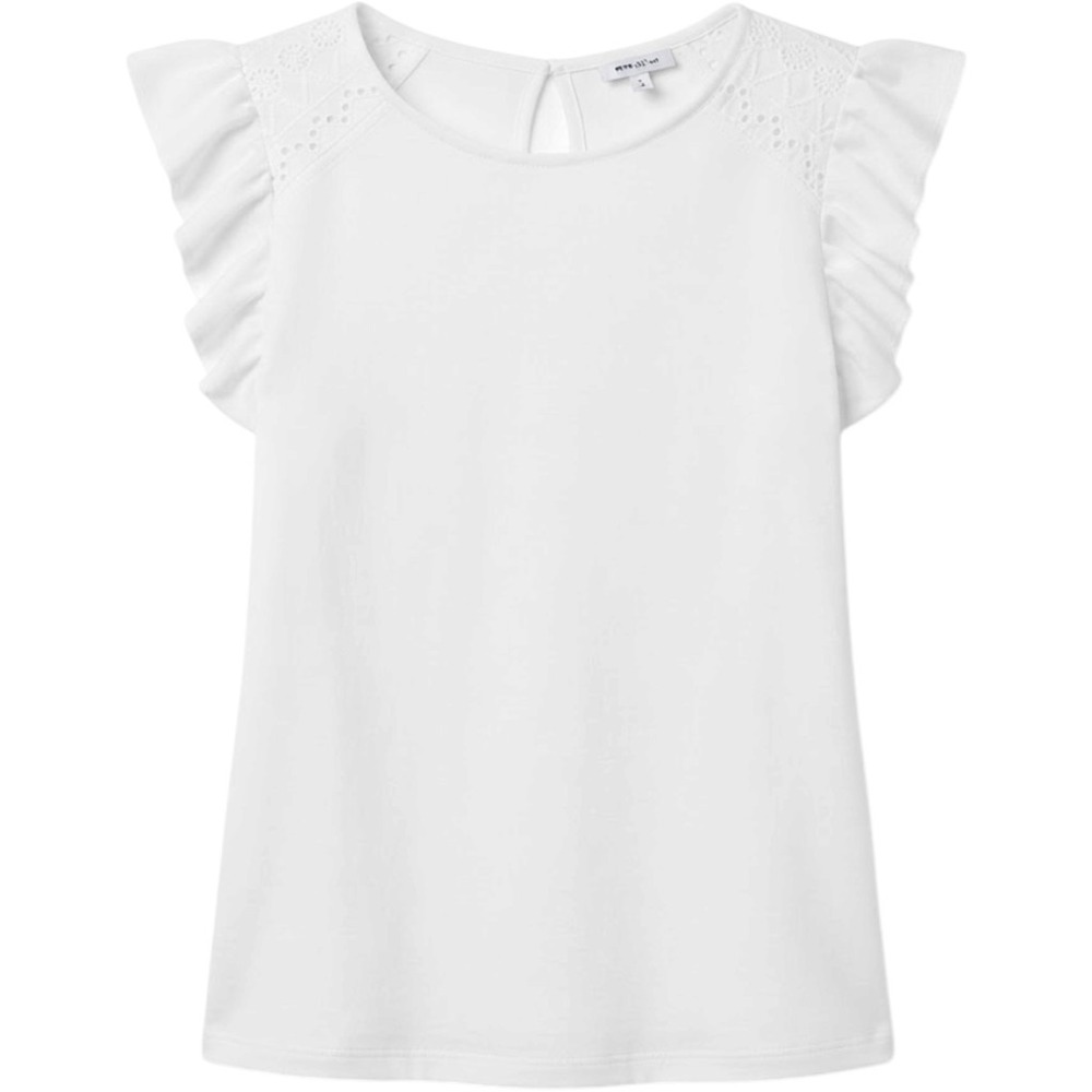 crown & ivy White Ruffle Sleeves Tee Shirt Size M